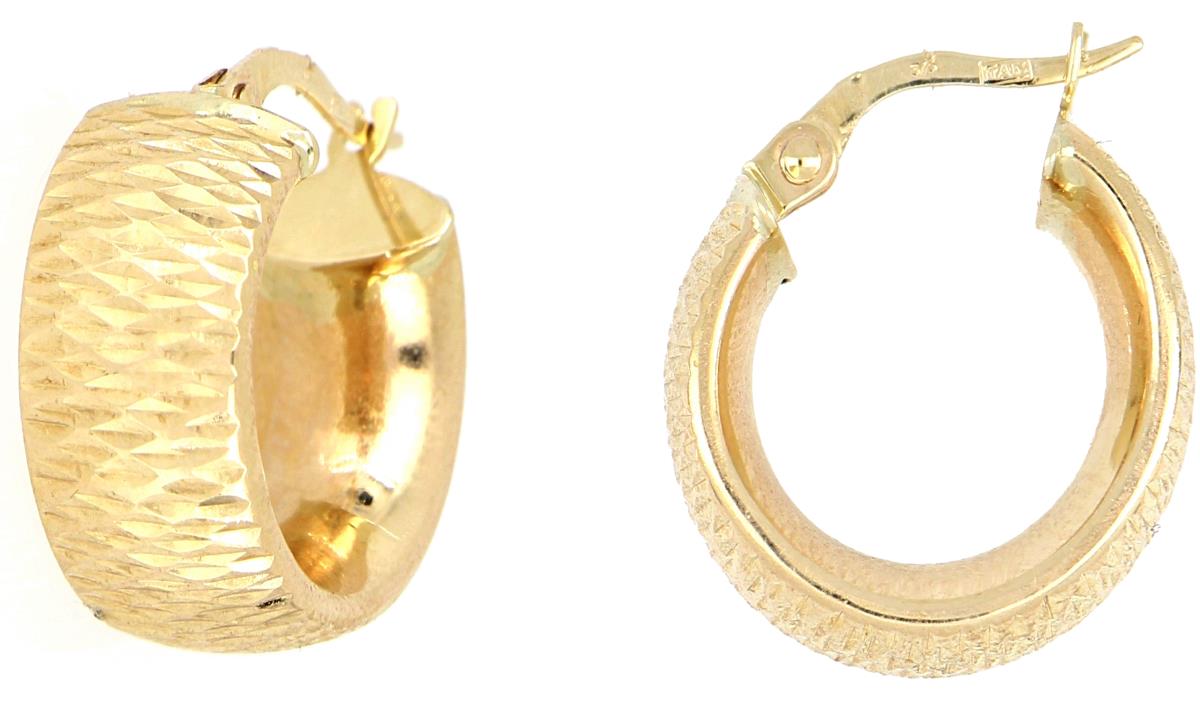 10K Yellow Gold Textured Hoop Earring