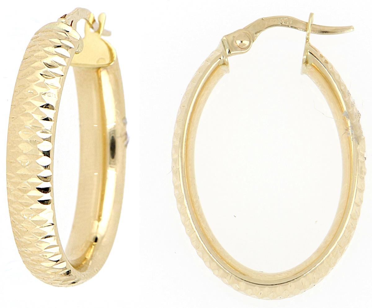 10K Yellow Gold Diamond Cut Hoop Earring