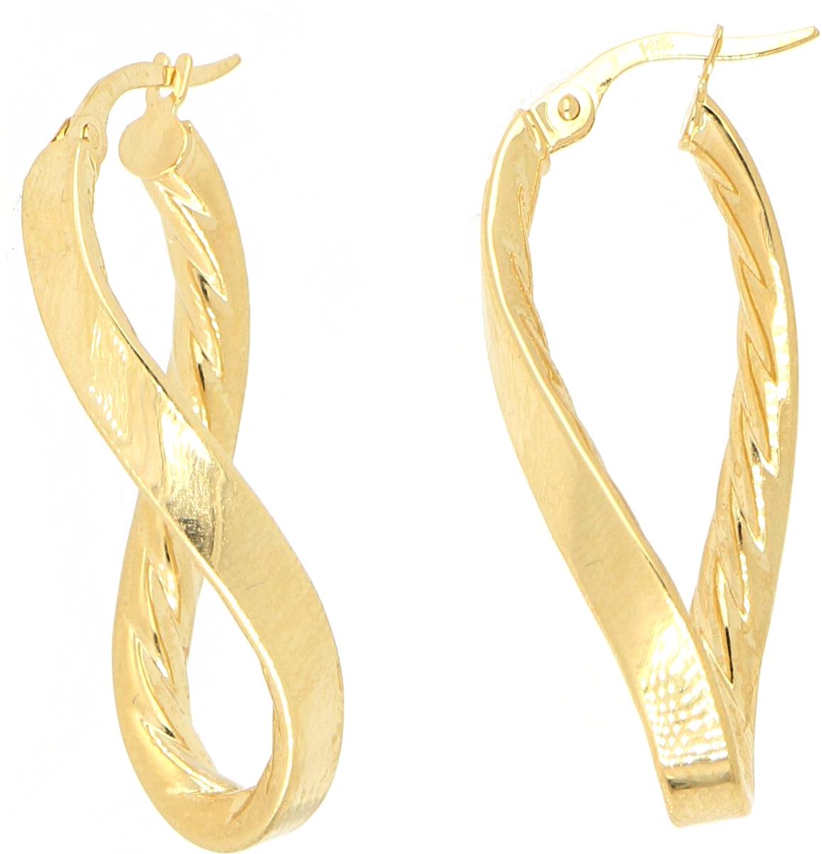 10K Yellow Gold Twisted Polished & Textured Hoop Earring