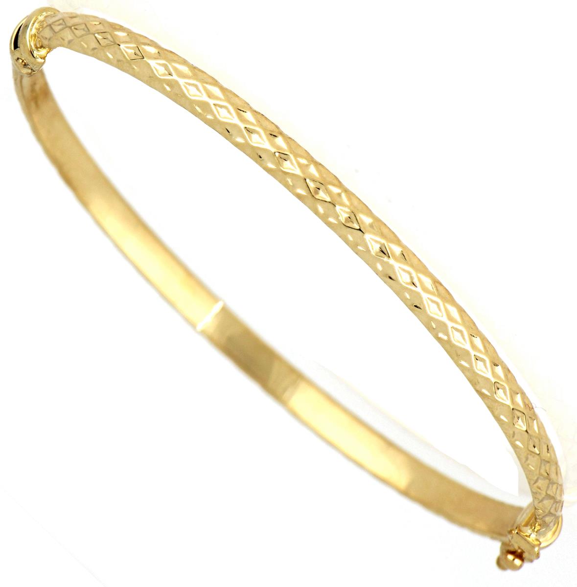 10K Yellow Gold Diamond Cut Bangle Bracelet