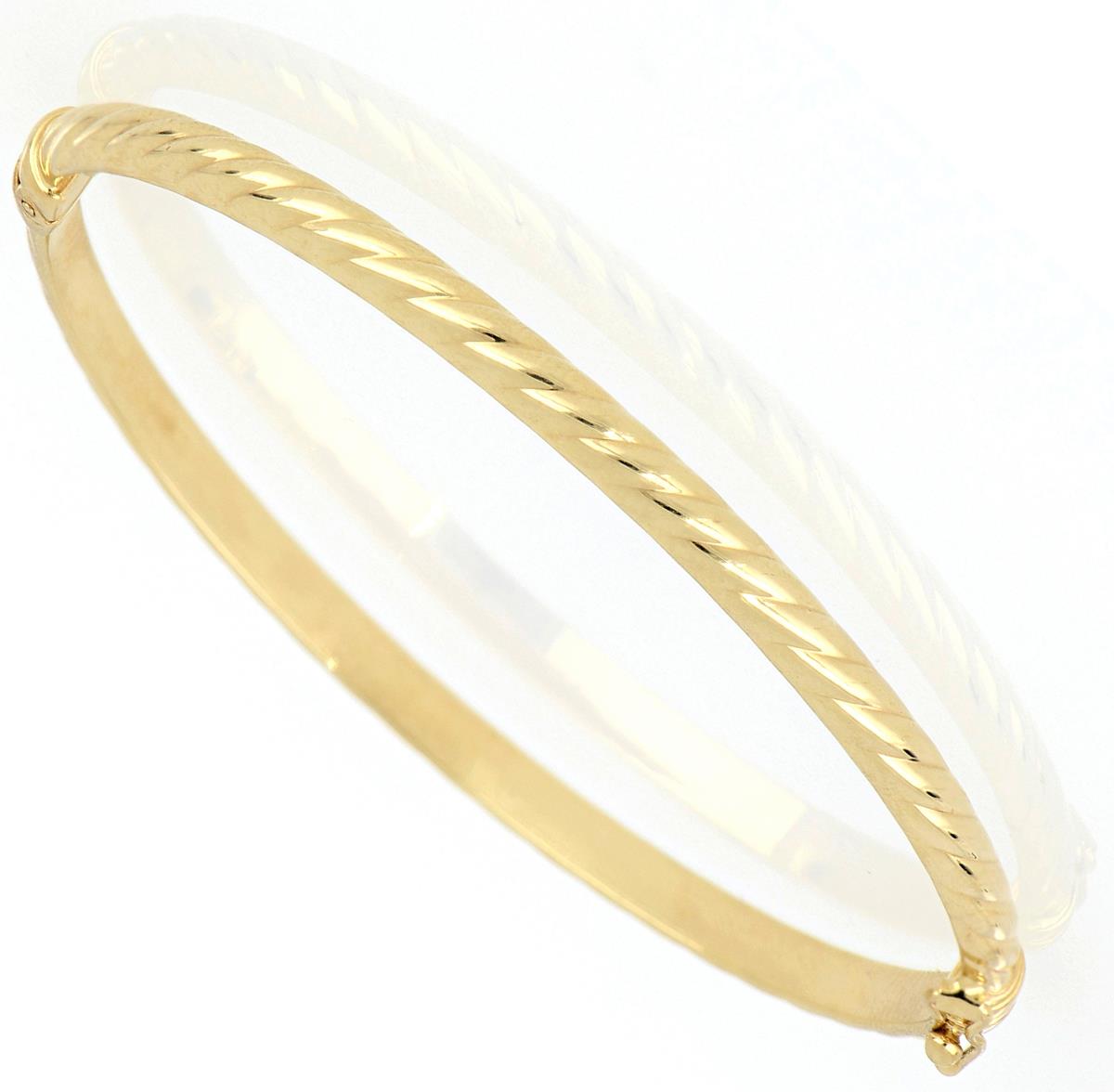 10K Yellow Gold Textured Bangle Bracelet