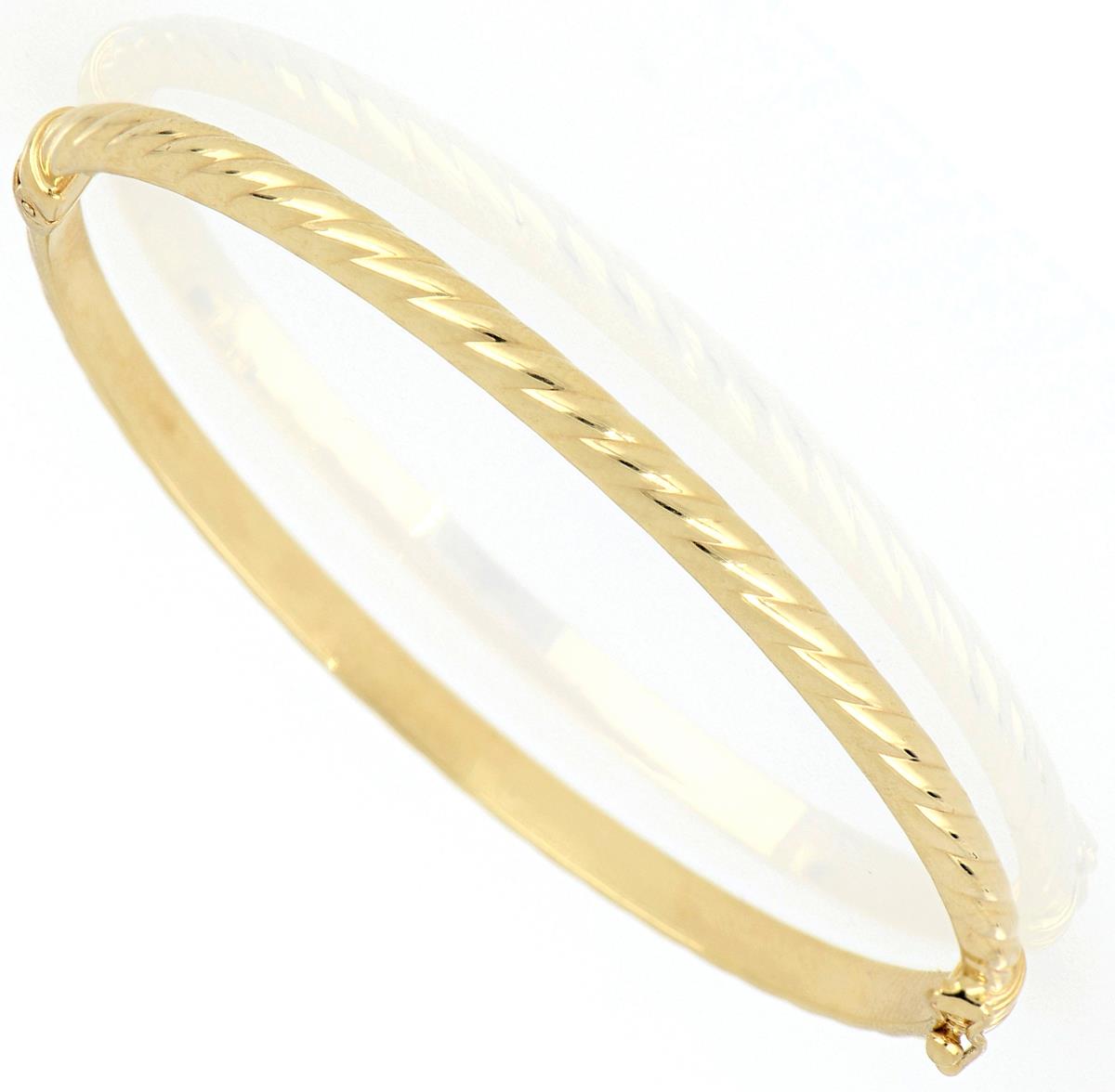 14K Yellow Gold Textured Bangle Bracelet