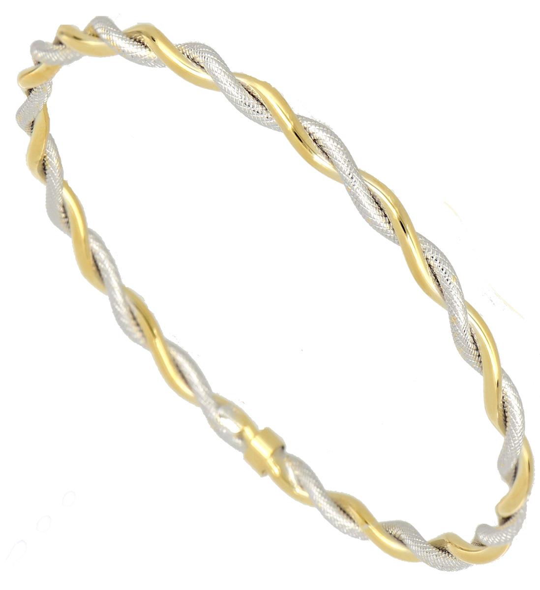 14K Yellow & White  Gold Double Twisted Rope Polished Bracelet