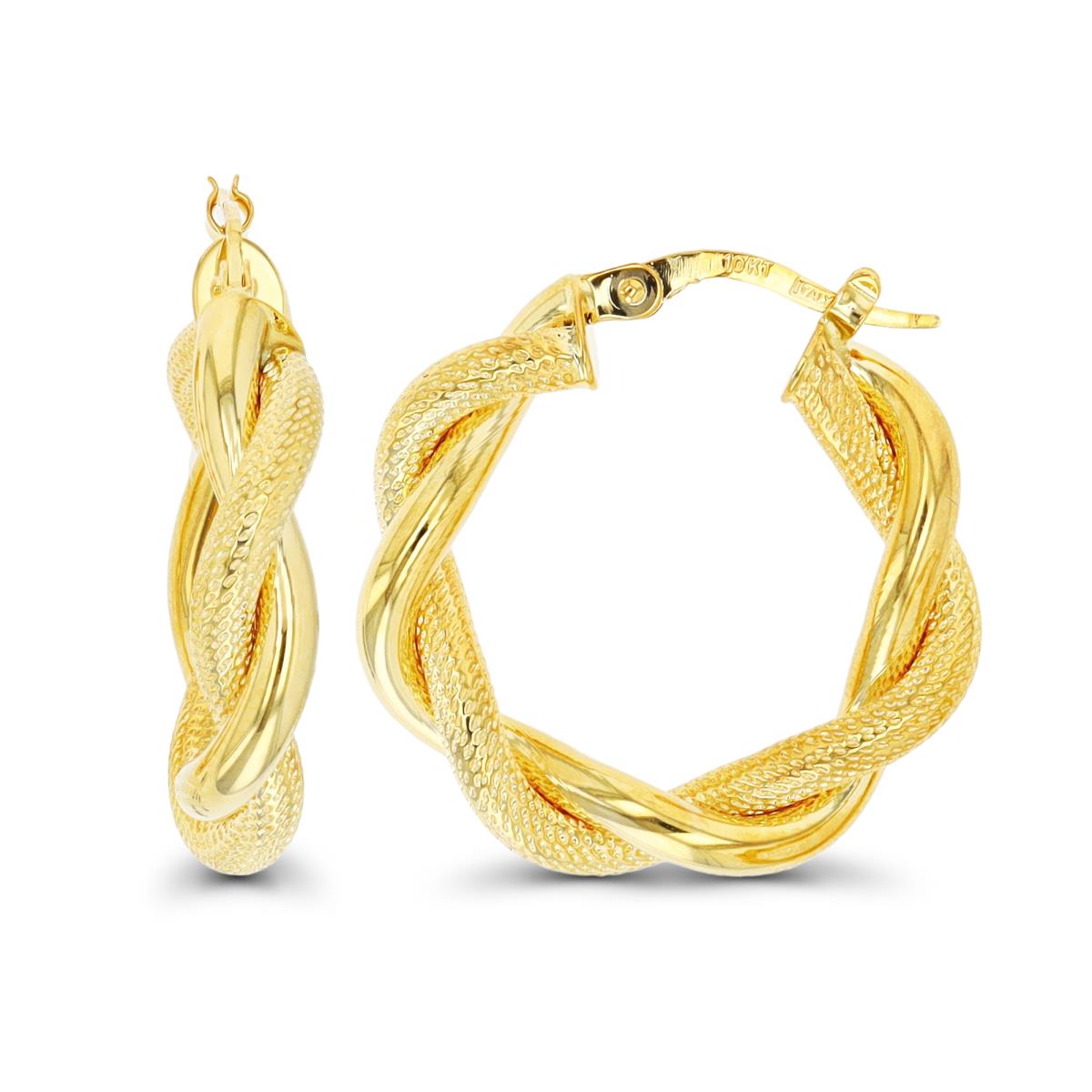 10K Yellow & White Gold Double Rope Hoop Earring