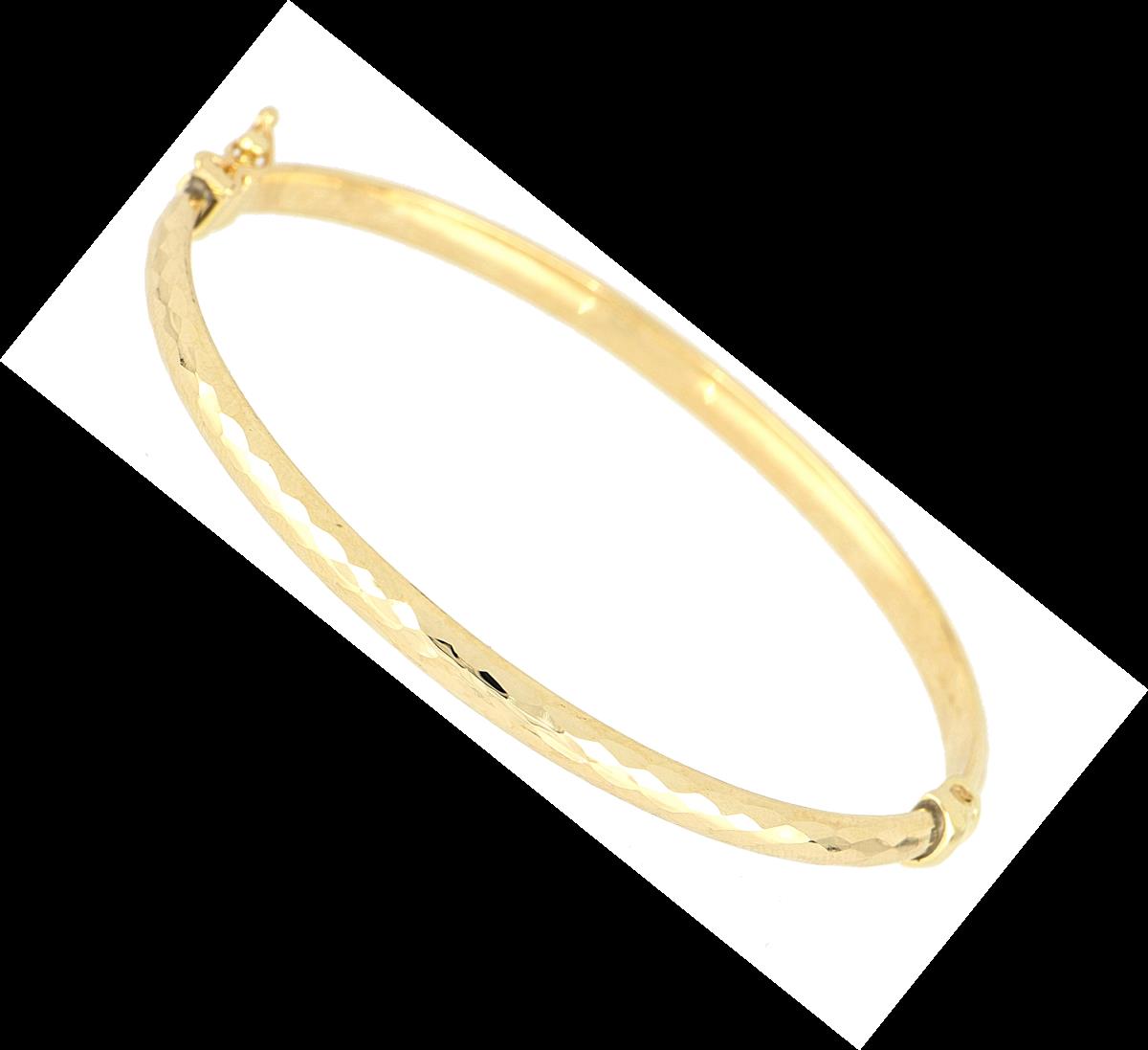 14K Yellow Gold Diamond Cut Bangle Bracelet