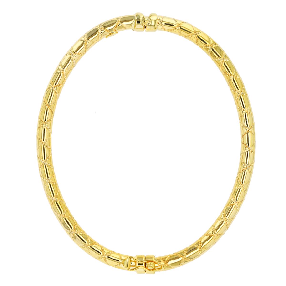 10K Yellow Gold Criss Cross-Textured Bangle Bracelet