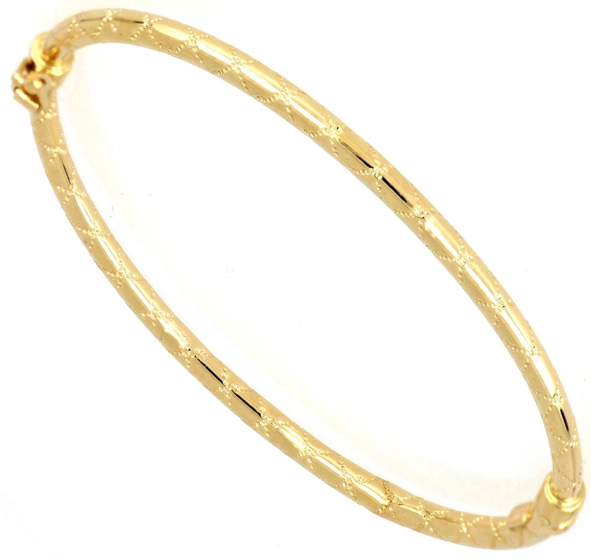 14K Yellow Gold Criss Cross-Textured Bangle Bracelet