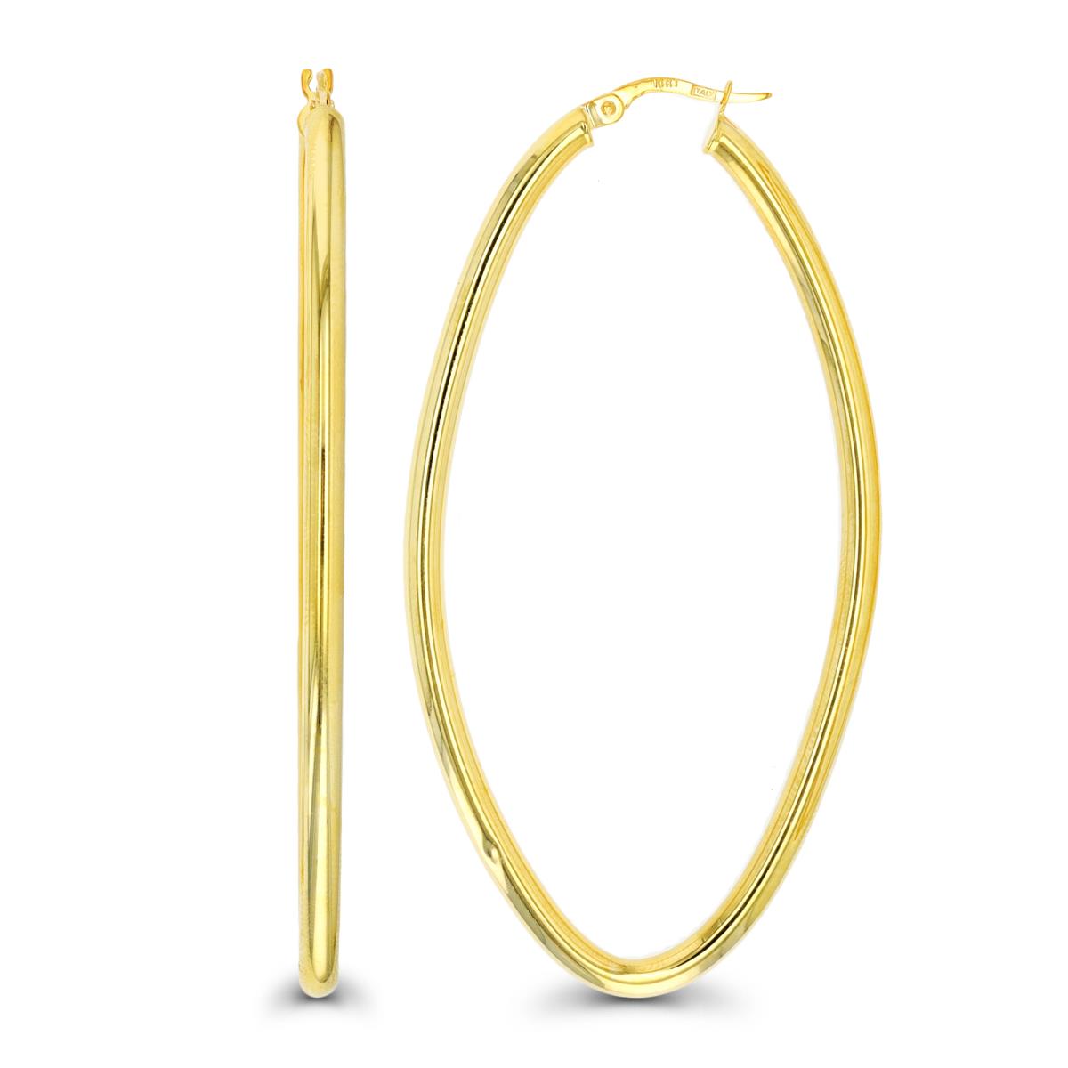 10K Yellow Gold Polished Elongated Oval Hoop Earring