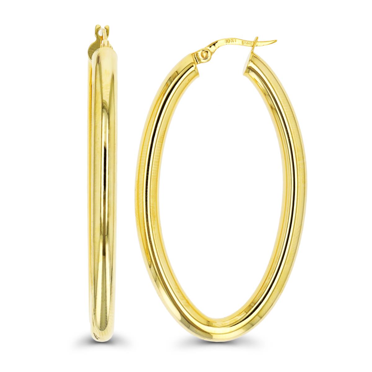 10K Yellow Gold Polished Oval Hoop Earring