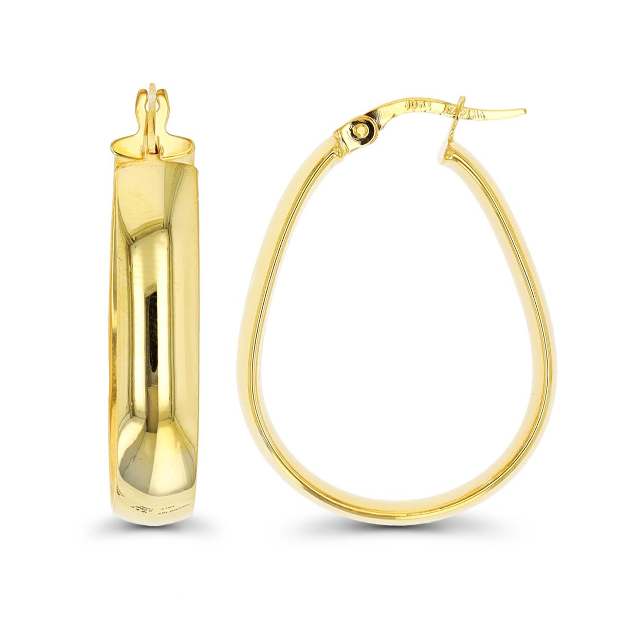 10K Yellow Gold 30x5.8mm Teardrop Hoop Earring