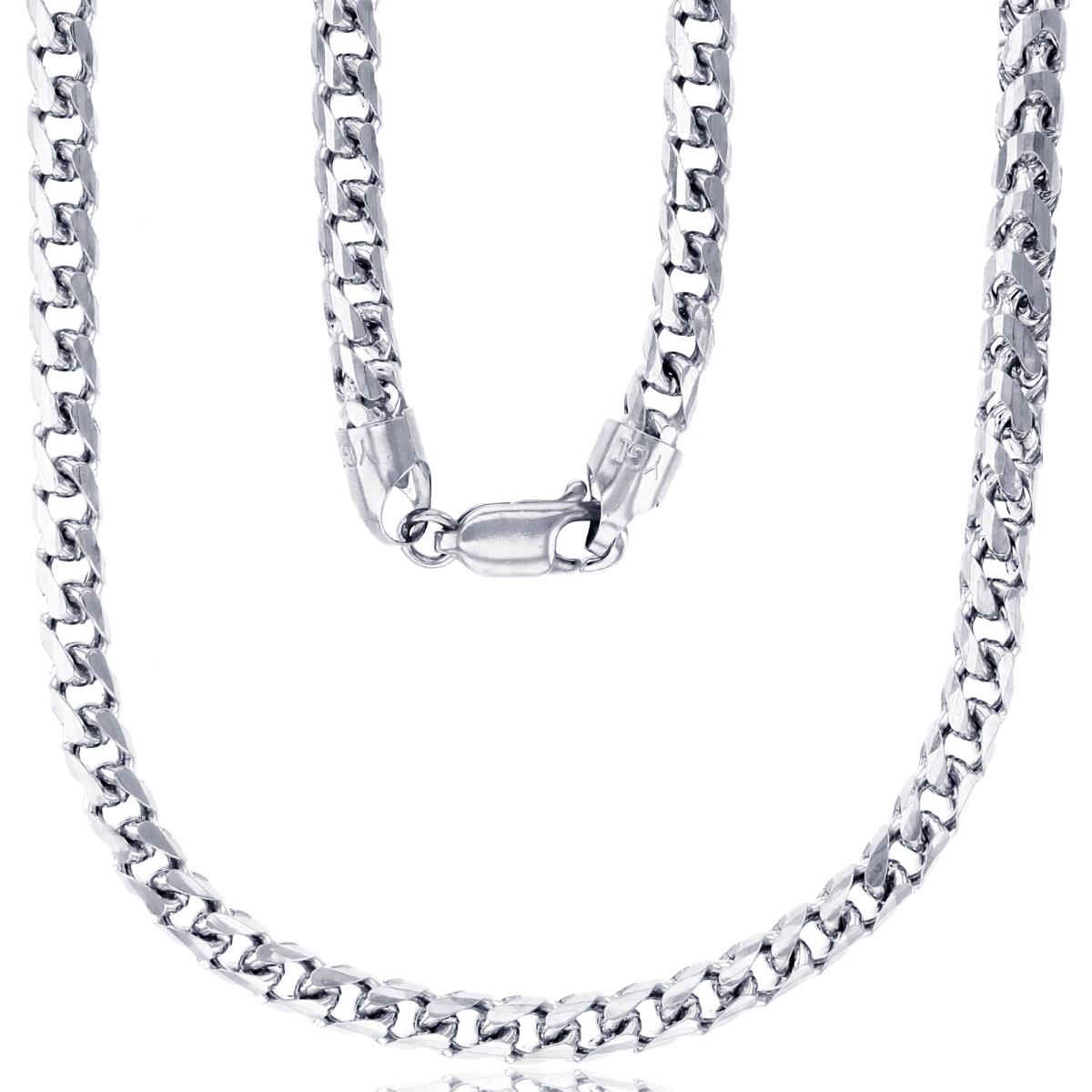 14K White Gold 6mm 180 Solid Franco 36" Chain