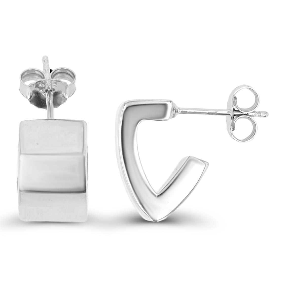Sterling Silver Rhodium 14.5X8mm Square Polished Earring