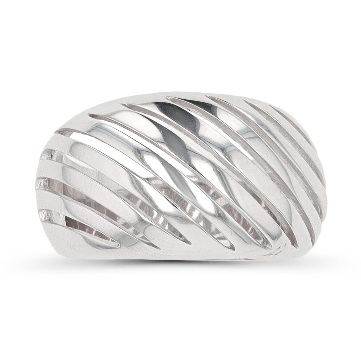 Sterling Silver Rhodium 13mm Polished Fashion Ring