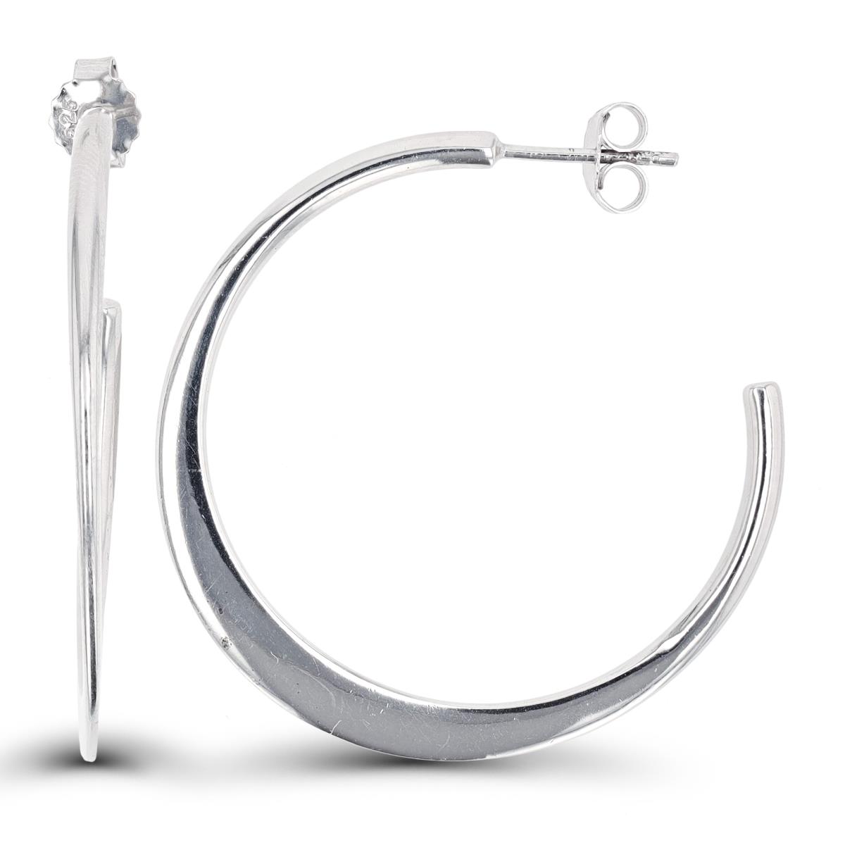 Sterling Silver Rhodium 37X1.7mm Polished Hoop Earring