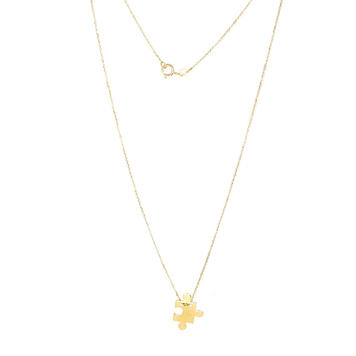 14K Yellow Gold Polished Puzzle Piece Charm 16" Necklace