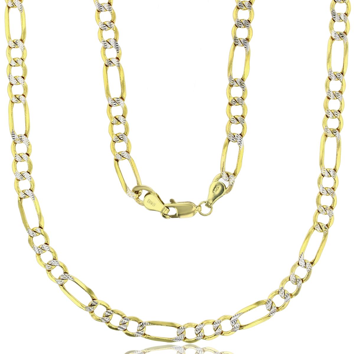 14K Two-Tone Gold 5.00mm 20" Figaro 120 Hollow Chain