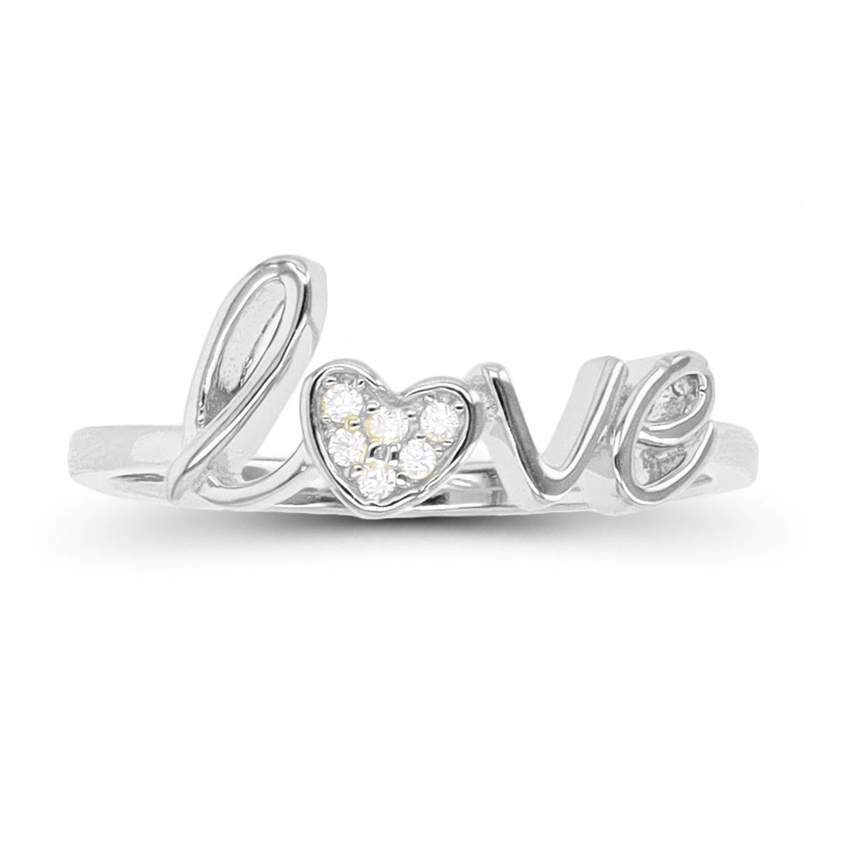 Sterling Silver Rhodium 8mm "Love" Fashion Ring