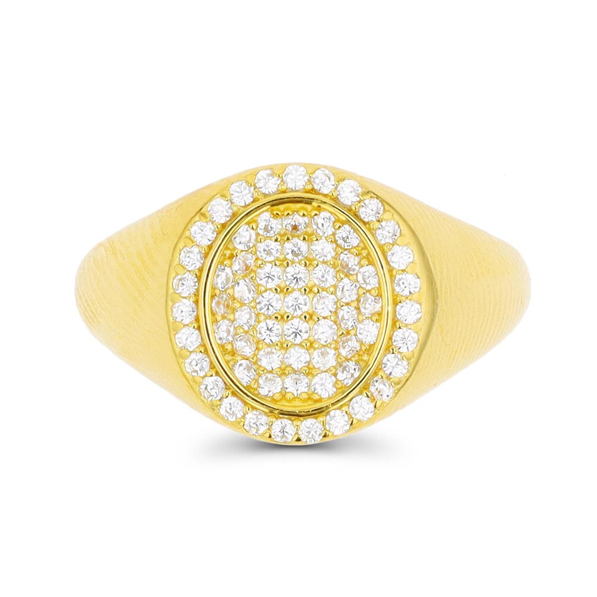 Sterling Silver Yellow Polished 12mm Pave White CZ Fashion Ring