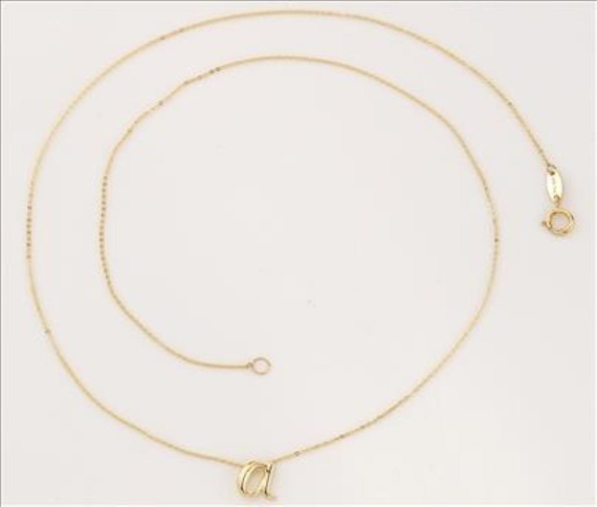 10K Yellow Gold "a" Initial 17" Necklace