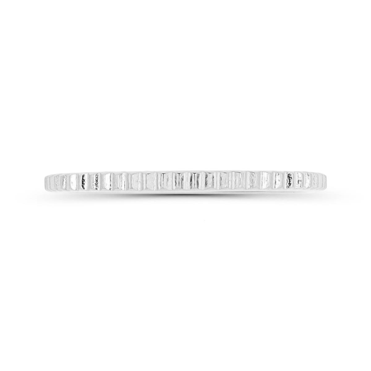 Sterling Silver Rhodium 1.8mm Textured Band  Ring