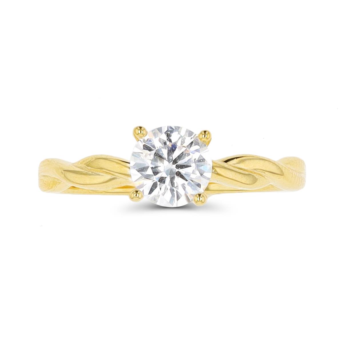Sterling Silver Yellow 1 Micron 6mm Rd White CZ Solitaire Engagement Ring