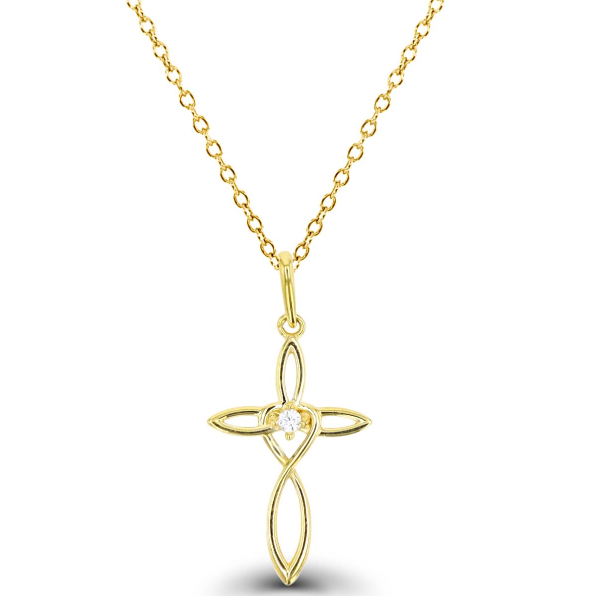 14K Yellow Gold Knot Cross CZ 10"+2" Necklace