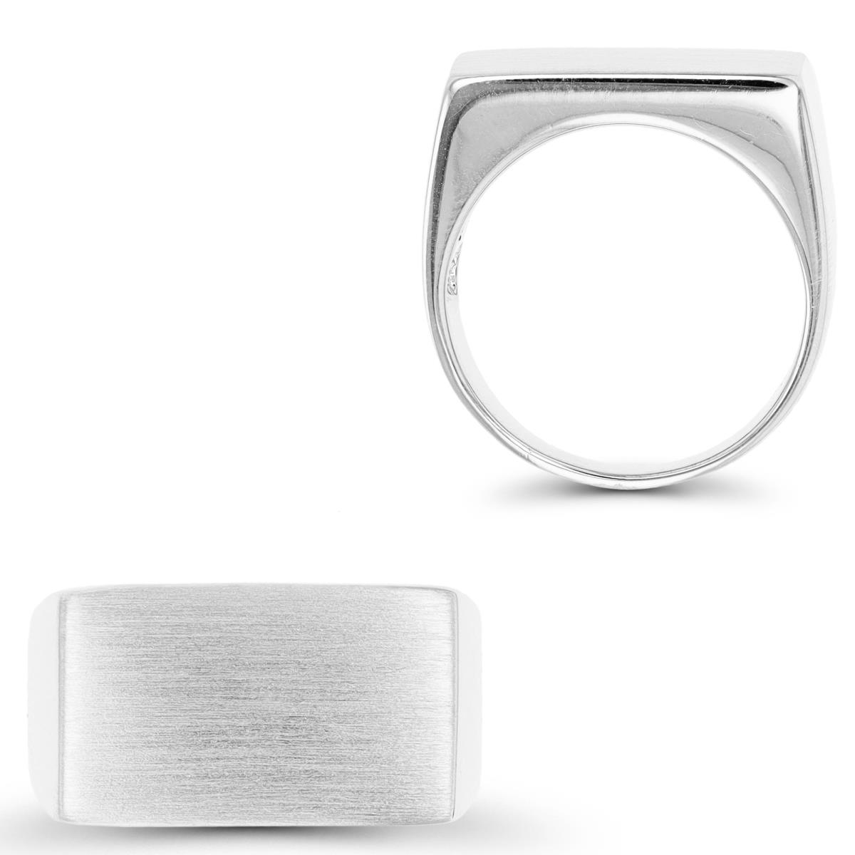 Sterling Silver Rhodium 11.5mm Satin Signet Ring