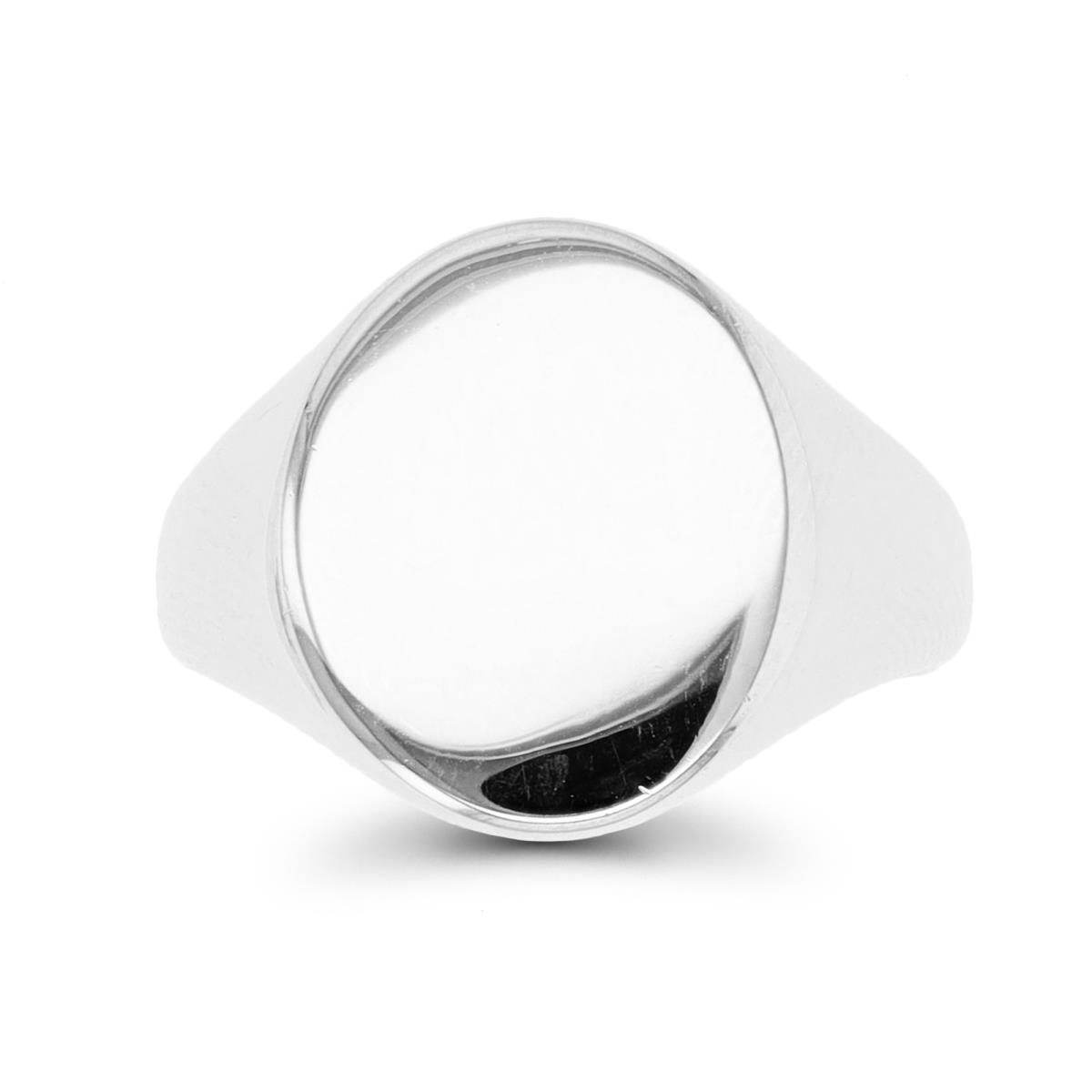 Sterling Silver Rhodium 16.5mm Polished Signet Ring