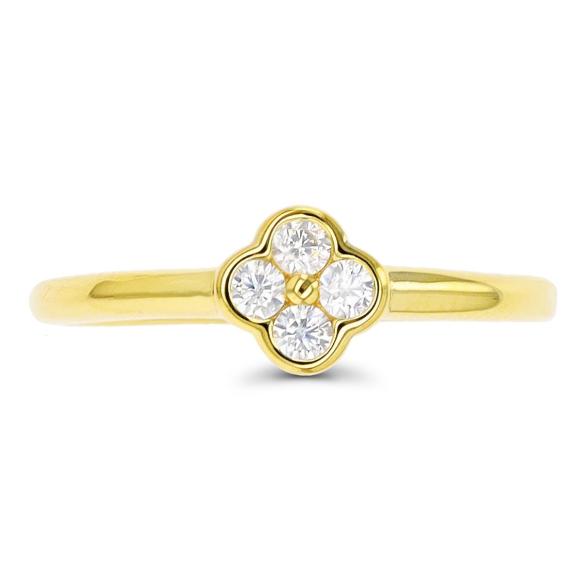 Sterling Silver Yellow 1 Micron 6.5mm Fashion Flower Ring