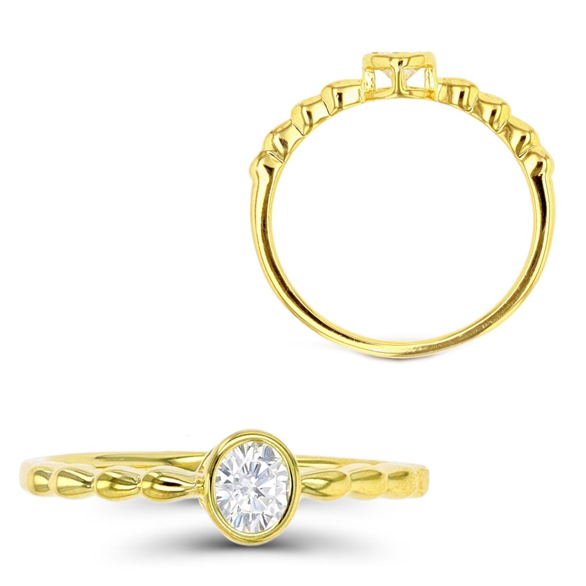 Sterling Silver Yellow 4mm Bezel White CZ Solitaire Ring