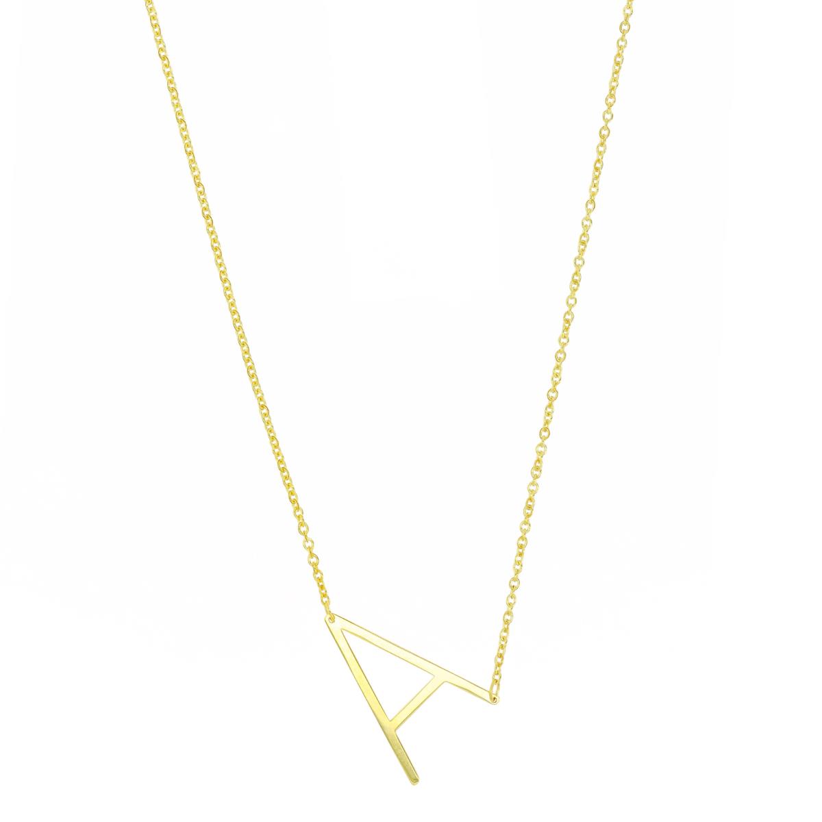 10K Yellow Gold 12x20mm Sideways "A" 17"+1" Cable Necklace