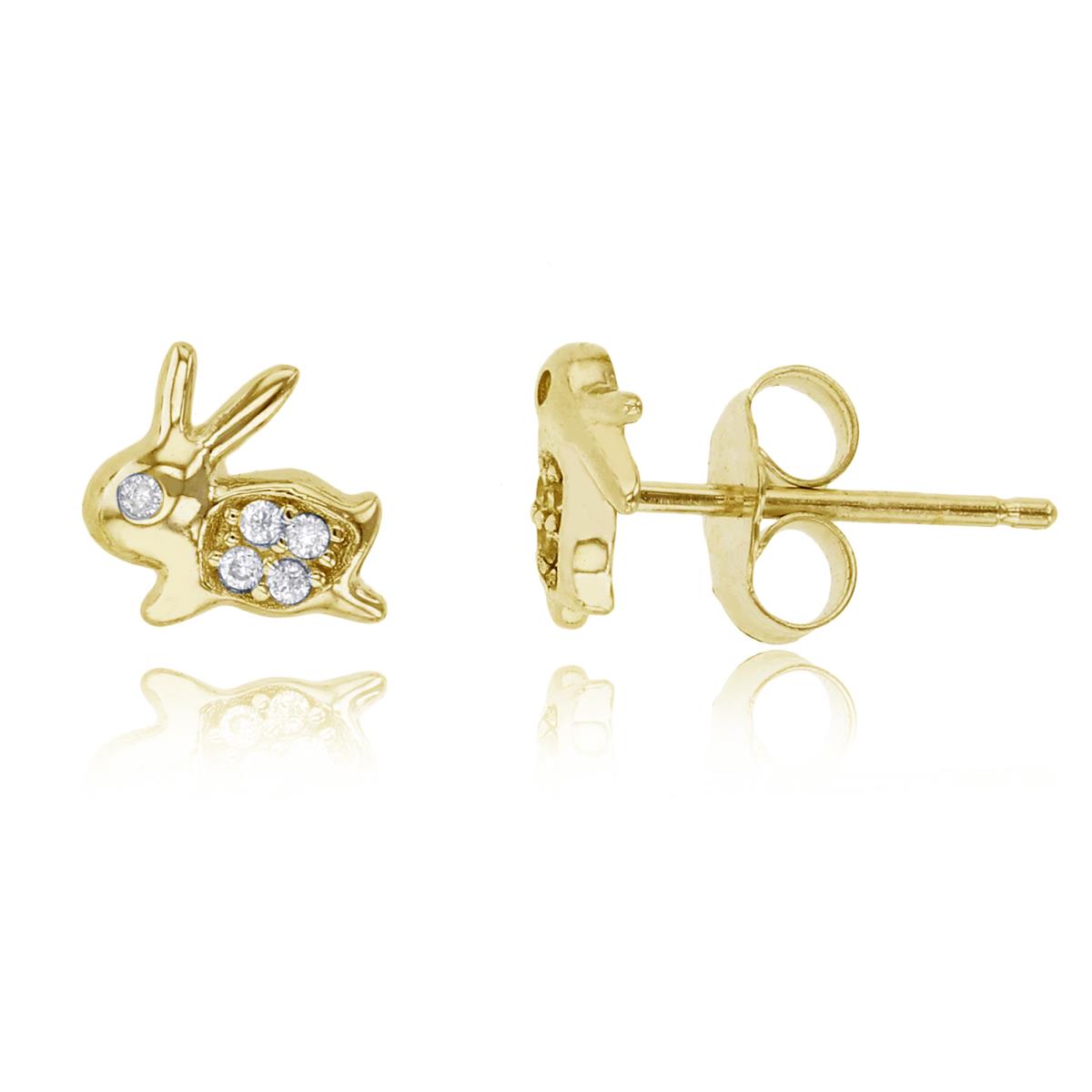 Sterling Silver Yellow 7x6.5mm Bunny Stud Earring