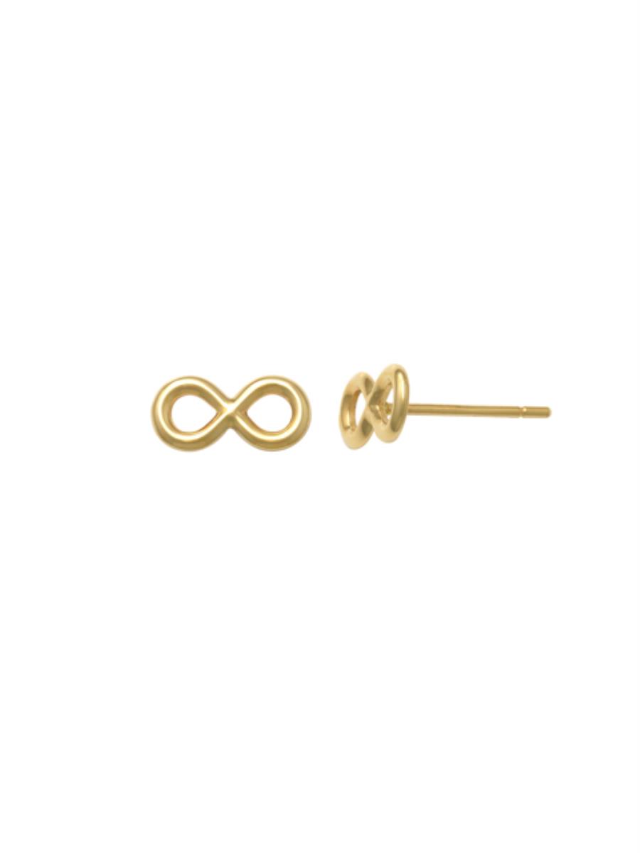 10K Yellow Gold 8.4x3.9mm Infinity Stud Earring with Silicone Back