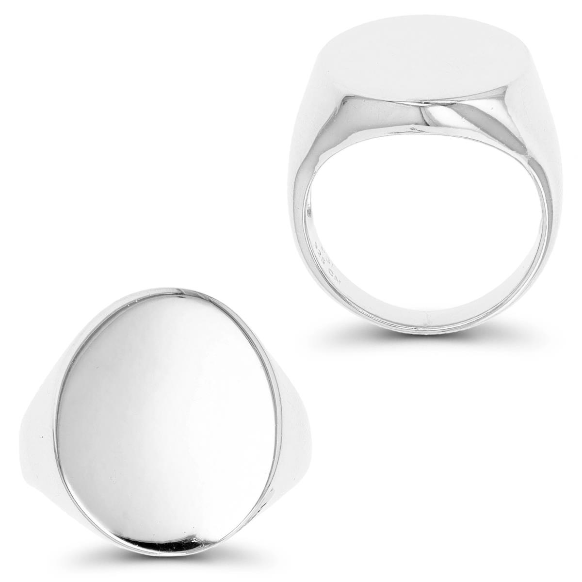 Sterling Silver Rhodium 20.5mm Polished Signet Ring