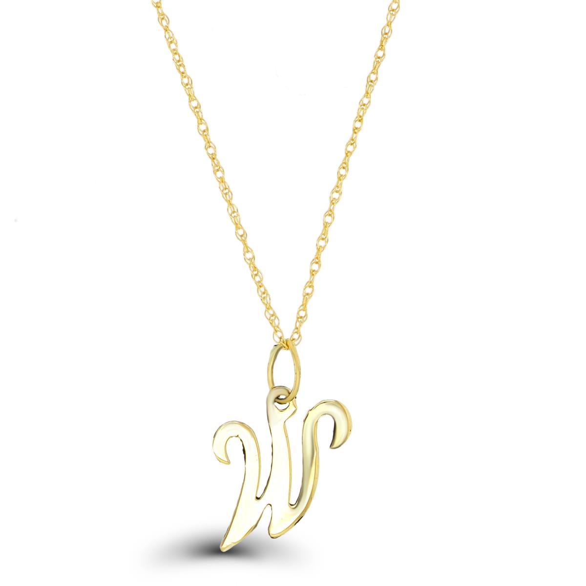 10K Yellow Gold "W" Inital 18" Rope Chain Necklace