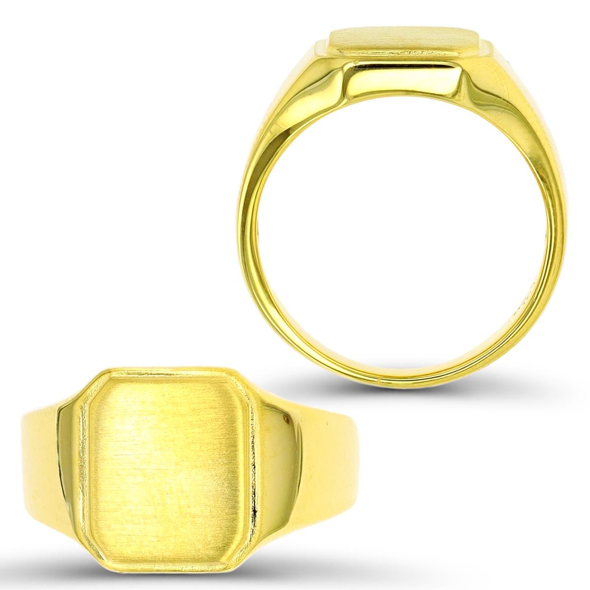 Sterling Silver Yellow 1 Micron 13.5mm Polished Signet Ring