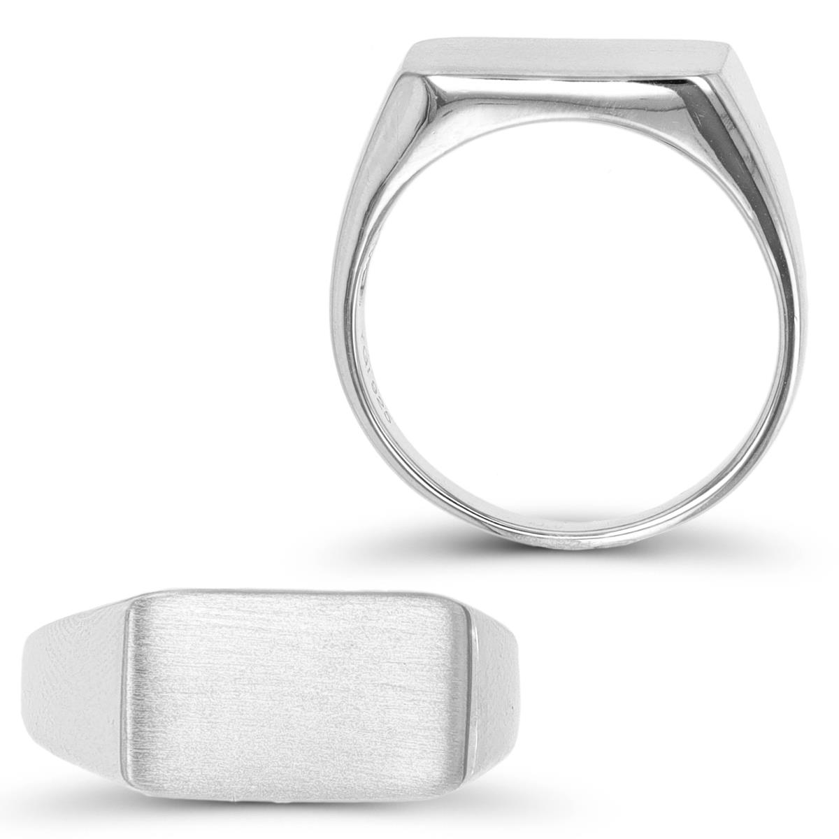 Sterling Silver Rhodium 9mm Polished Signet Ring