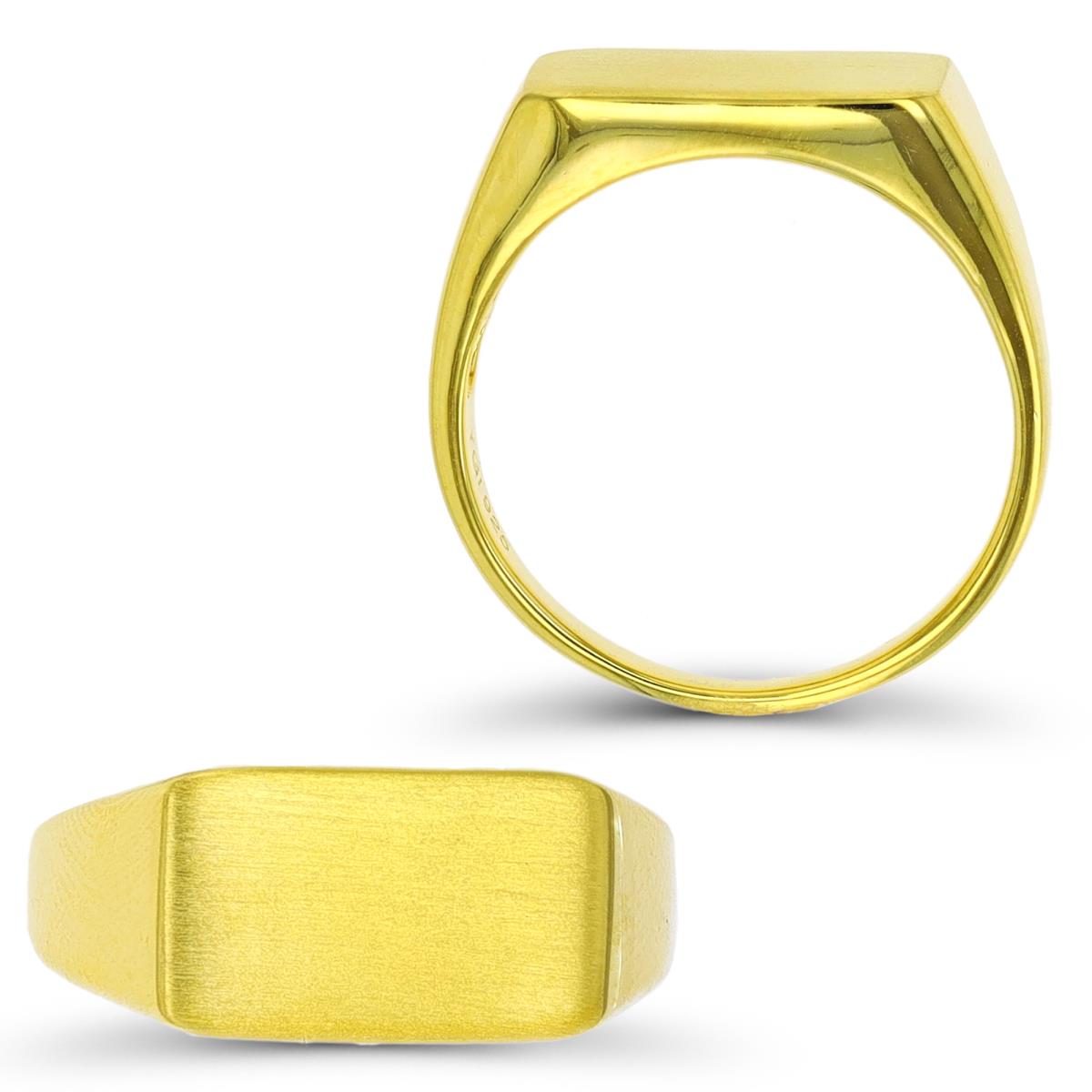 Sterling Silver Yellow 1 Micron 9mm Polished Signet Ring