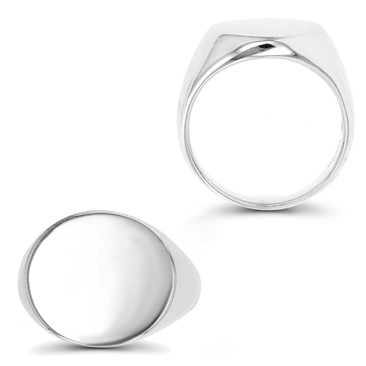 Sterling Silver Rhodium 17mm Polished Signet Ring