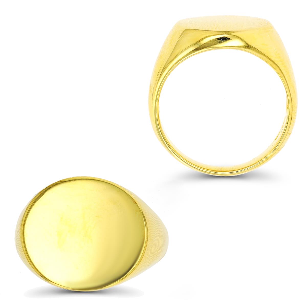 Sterling Silver Yellow 1 Micron 17mm Polished Signet Ring