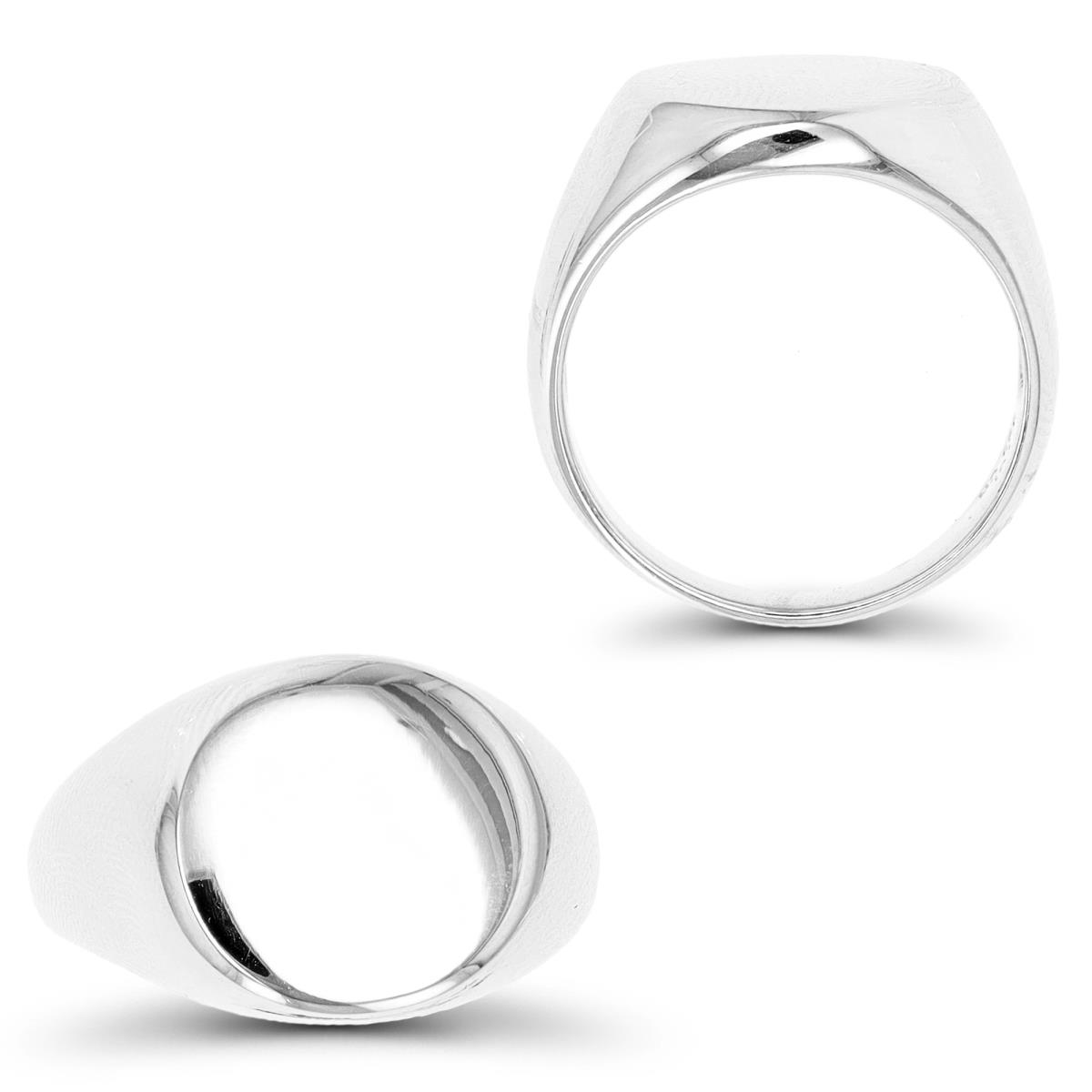 Sterling Silver Rhodium 14.5mm Polished Signet Ring