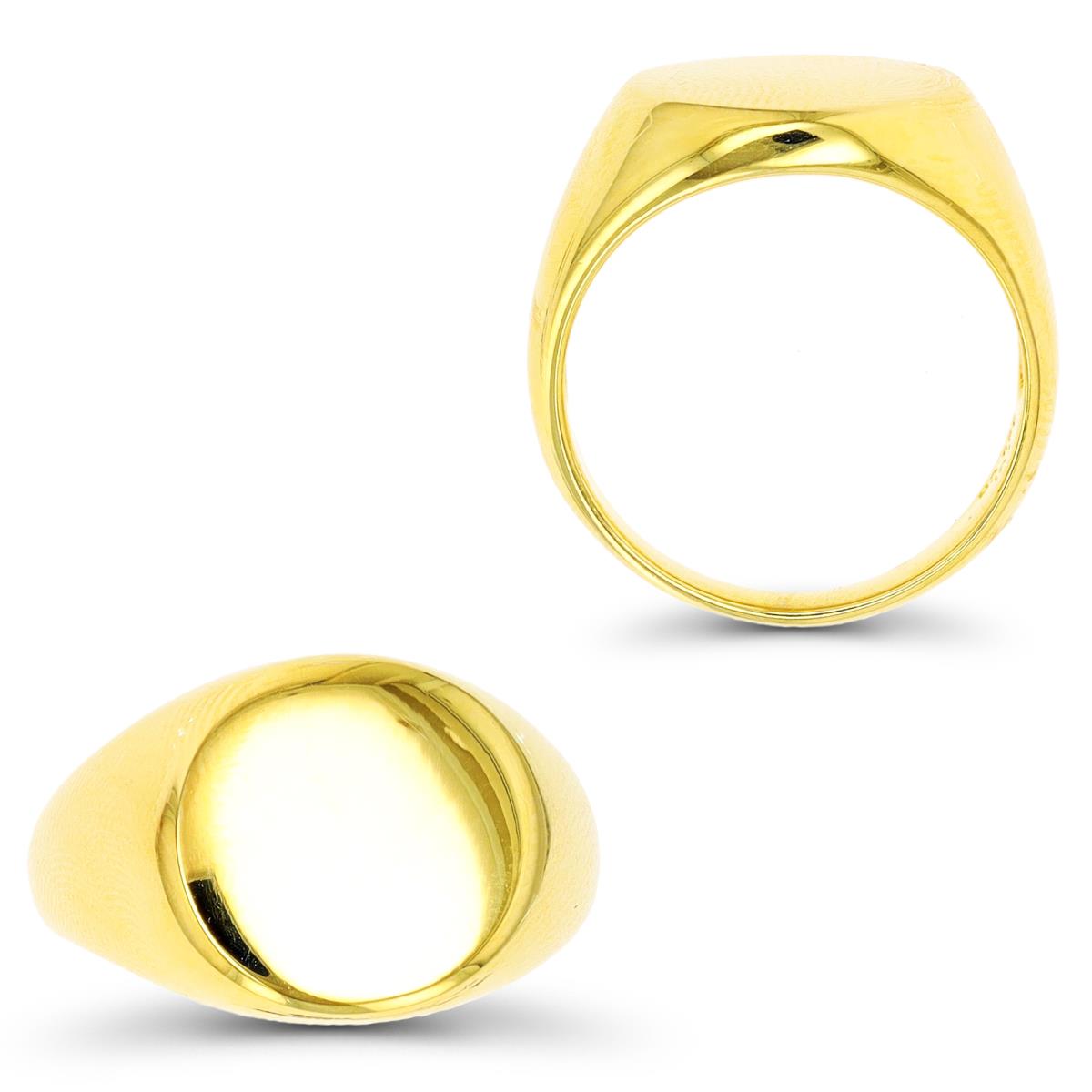 Sterling Silver Yellow 1 Micron 14.5mm Polished Signet Ring