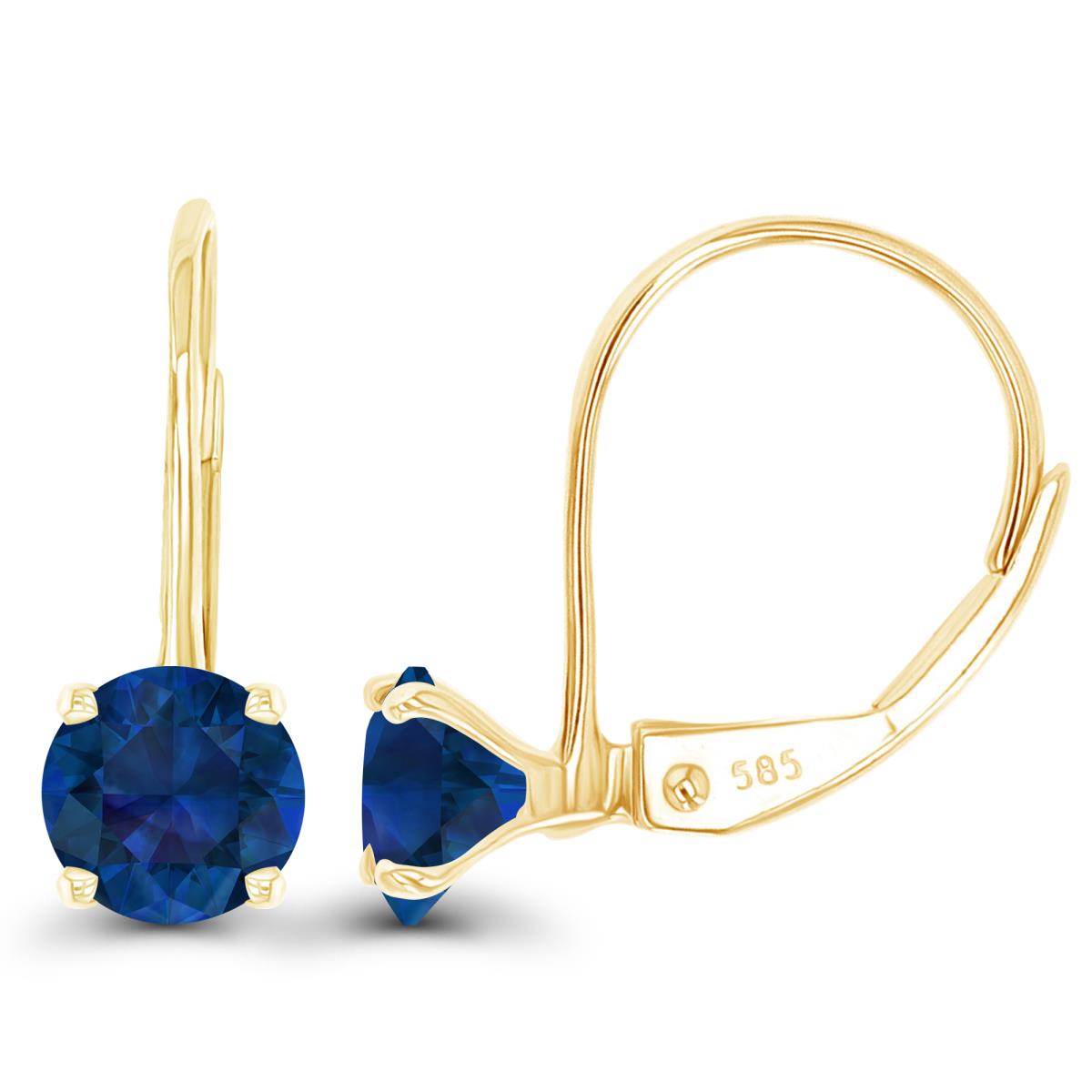 Sterling Silver Yellow 5mm Created Blue Sapphire LeverBack Earring