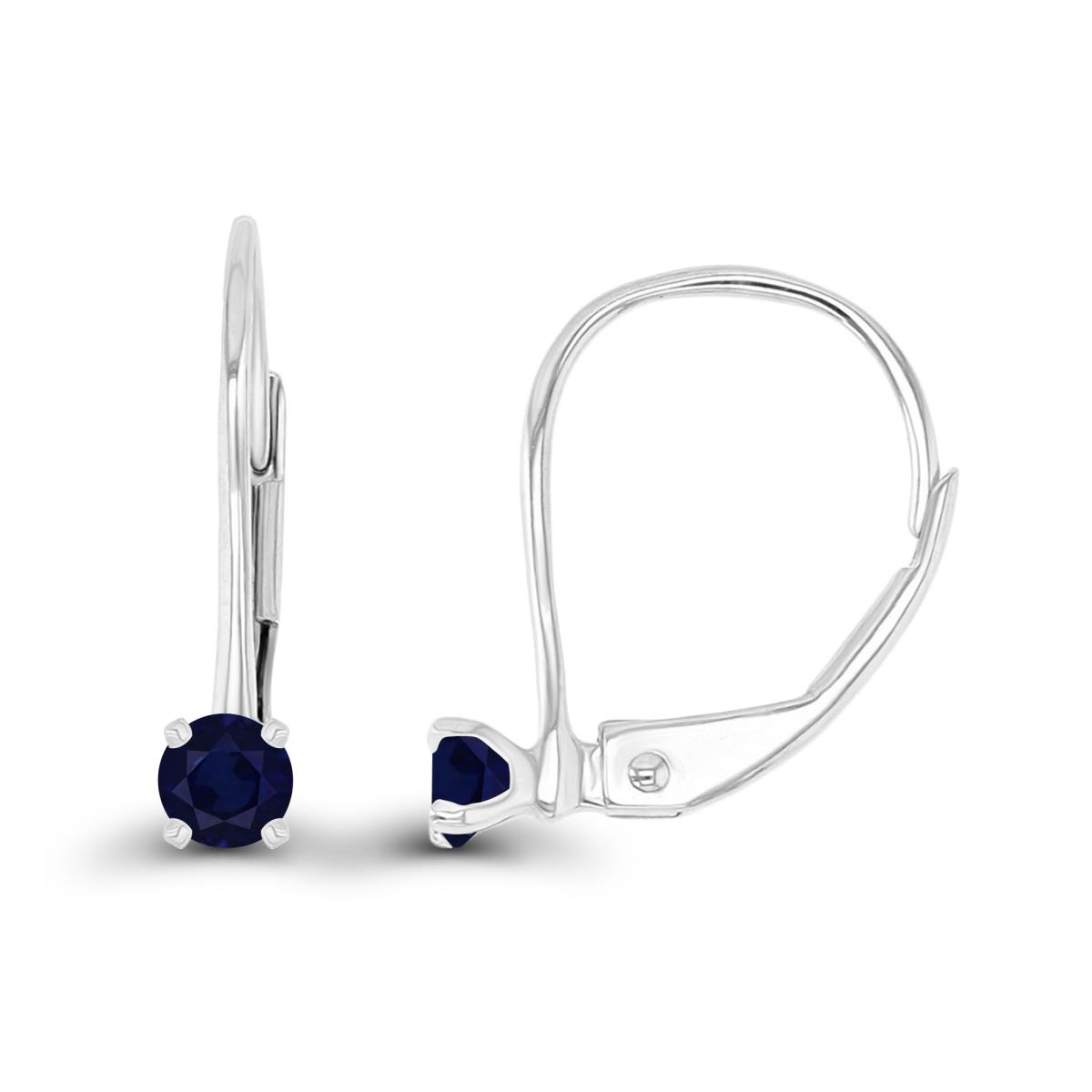 14K White Gold 3mm Blue Sapphire LeverBack Earring