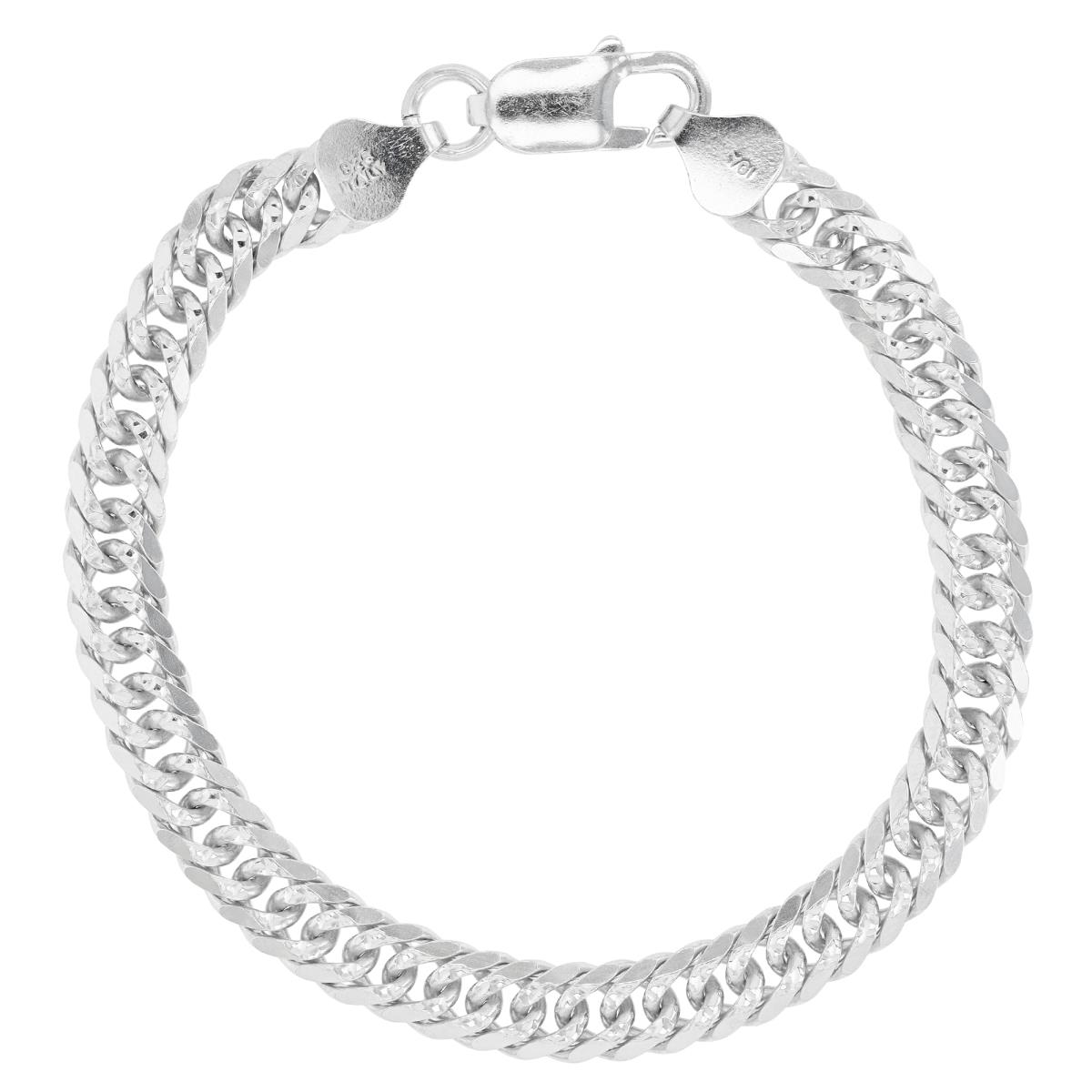 Sterling Silver Rhodium 6mm  7.25" Curb Chain Bracelet