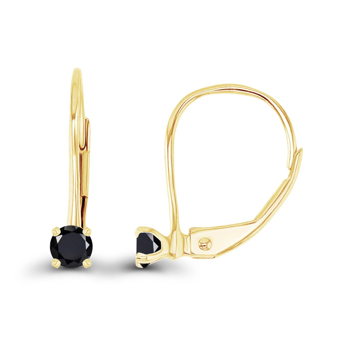 14K Yellow Gold 3mm Onyx LeverBack Earring
