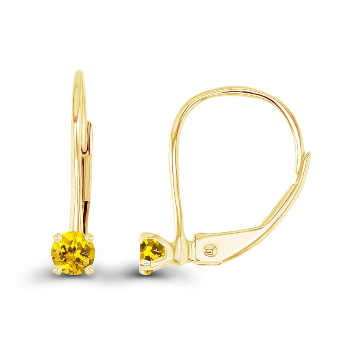 14K Yellow Gold 3mm Created Yellow Sapphire LeverBack Earring
