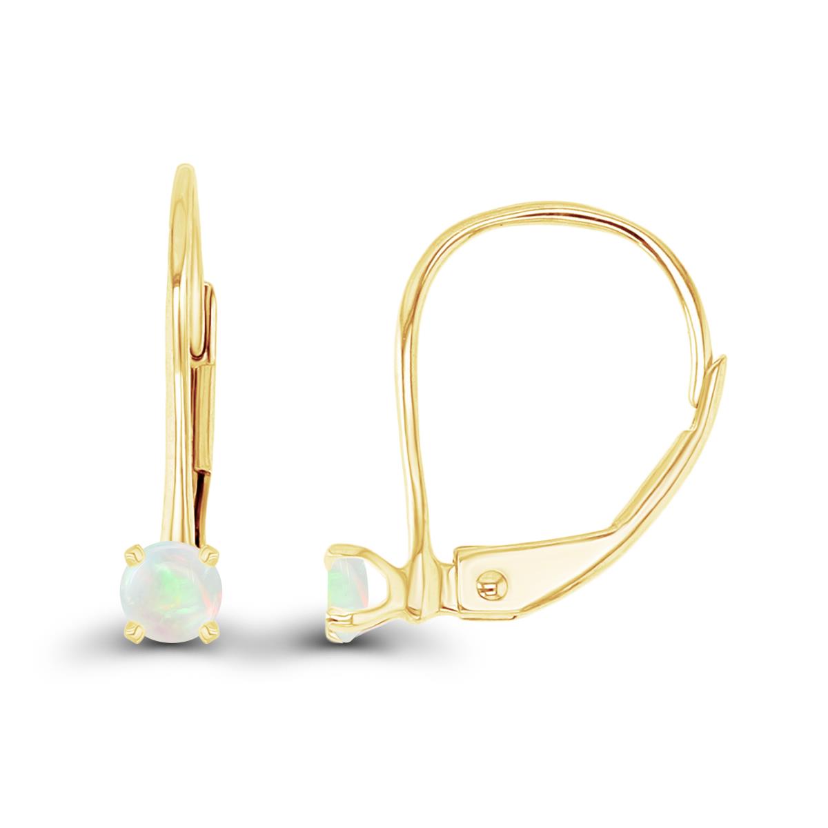 14K Yellow Gold 3mm Opal LeverBack Earring