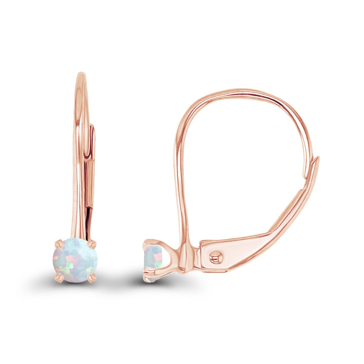 14K Rose Gold 3mm Created Opal LeverBack Earring