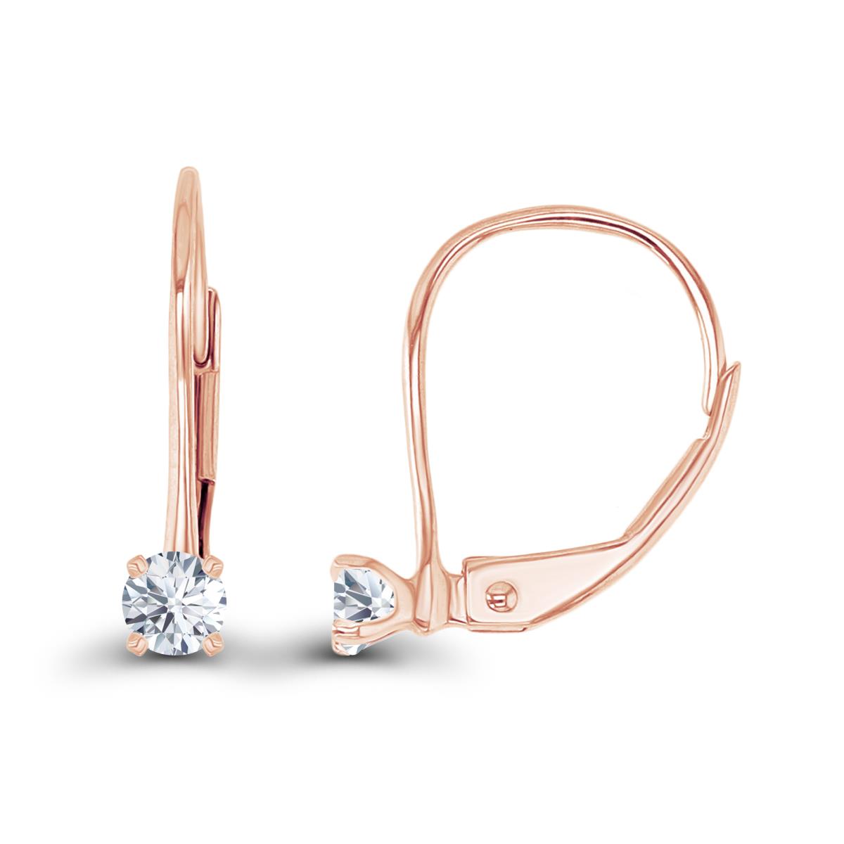 14K Rose Gold 3mm Created White Sapphire LeverBack Earring
